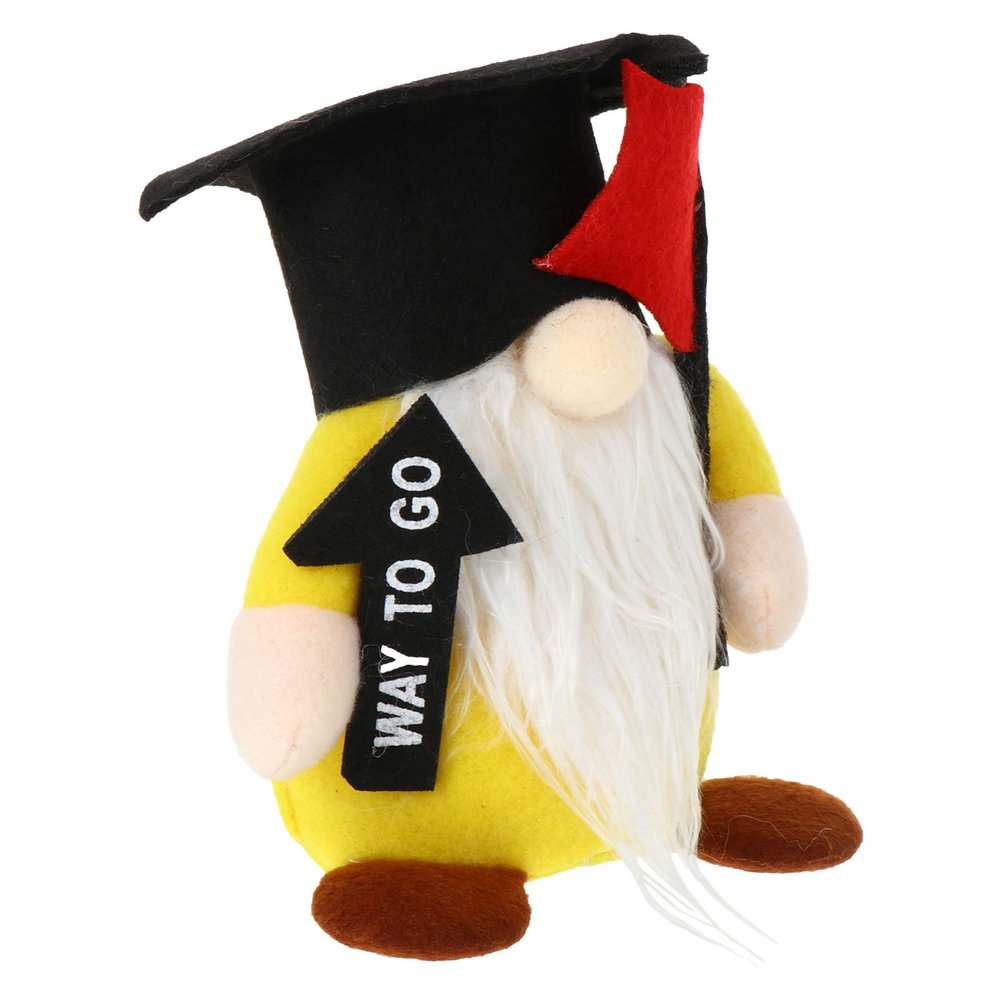 1Pc Graduation Gnome Plush Gnome Doll Facelass Doll, Bachelor Hat and Yellow Cloth Design Graduation Season Party Decorations Table Adornment for Home Office Ornaments