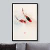 NWT Framed Canvas Print Wall Art Asian Style Watercolor Koi Fish in Water Amphibians Ocean Illustrations Modern Art Rustic Scenic Colorful Pastel for Living Room, Bedroom, Office - 16"x24" Black view 3