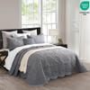 HZ & HY Oversized King Bedspread 128x120 Extra Wide, Quilted Coverlet Bedding Set, Lightweight Thin Comforter, Reversible, Luxurious, 5 Piece, 100% Microfiber, Grey view 2