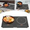 Double Induction Cooktop Burners, 1200W Digital Electric Countertop Burner Sensor Touch Stove Double-head Induction Cooker Electric Hot Plate Countertop Stove Double Burner for All Cookwares view 1