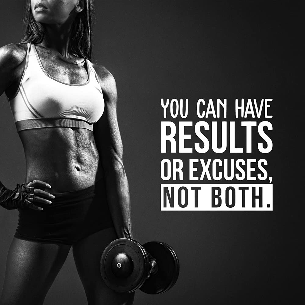 YOKIKI Gym Wall Quote You Can Have Results Or Excuses Not Both Vinyl Kitchen Wall Stickers Wallpaper for Bedroom Decoration Vinyl Mural Decal
