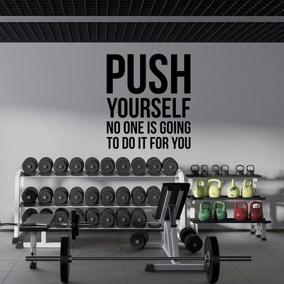 YOKIKI Gym Wall Quote Push Yourself No One is Going to Do It for You Home Decor Vinyl Stickers for Kids Rooms Decoration Stickers Decal Decor for Home