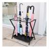 Umbrella Racks Black Metal Folding Umbrella Stand Umbrella Holder, Large-Capacity Umbrella Drain Stand Umbrella Basket for Hotel Bank, with Drip Tray and Hook, 44x24x60cm view 1
