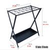 Umbrella Racks Black Metal Folding Umbrella Stand Umbrella Holder, Large-Capacity Umbrella Drain Stand Umbrella Basket for Hotel Bank, with Drip Tray and Hook, 44x24x60cm view 2