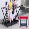 Umbrella Racks Black Metal Folding Umbrella Stand Umbrella Holder, Large-Capacity Umbrella Drain Stand Umbrella Basket for Hotel Bank, with Drip Tray and Hook, 44x24x60cm view 3