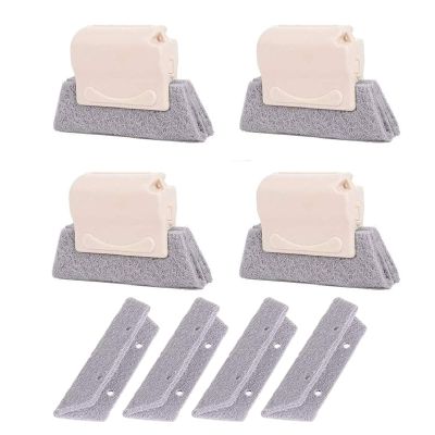 with Replacement Pads Window Groove Cleaning Brush,window Track Cleaning Brush,hand-held Groove Cleaner Scouring Crevice Brush for Door,quickly Clean All Window Slides and Gaps (Beige)