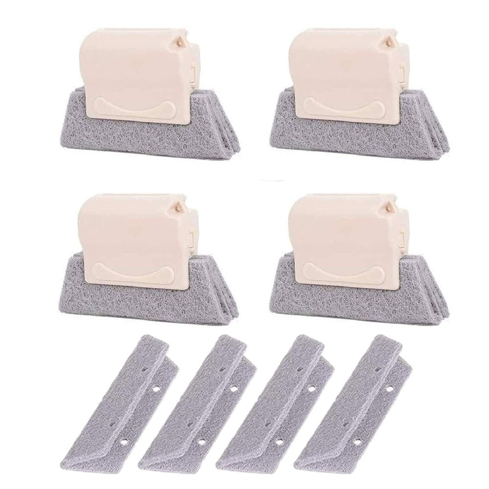 with Replacement Pads Window Groove Cleaning Brush,window Track Cleaning Brush,hand-held Groove Cleaner Scouring Crevice Brush for Door,quickly Clean All Window Slides and Gaps (Beige)