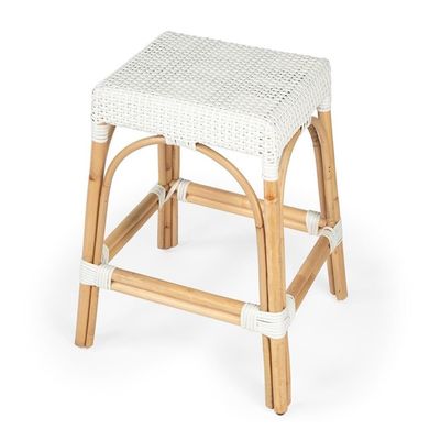 Butler Specialty Company Robias Rattan 24.5" Counter Stool - Glossy White
