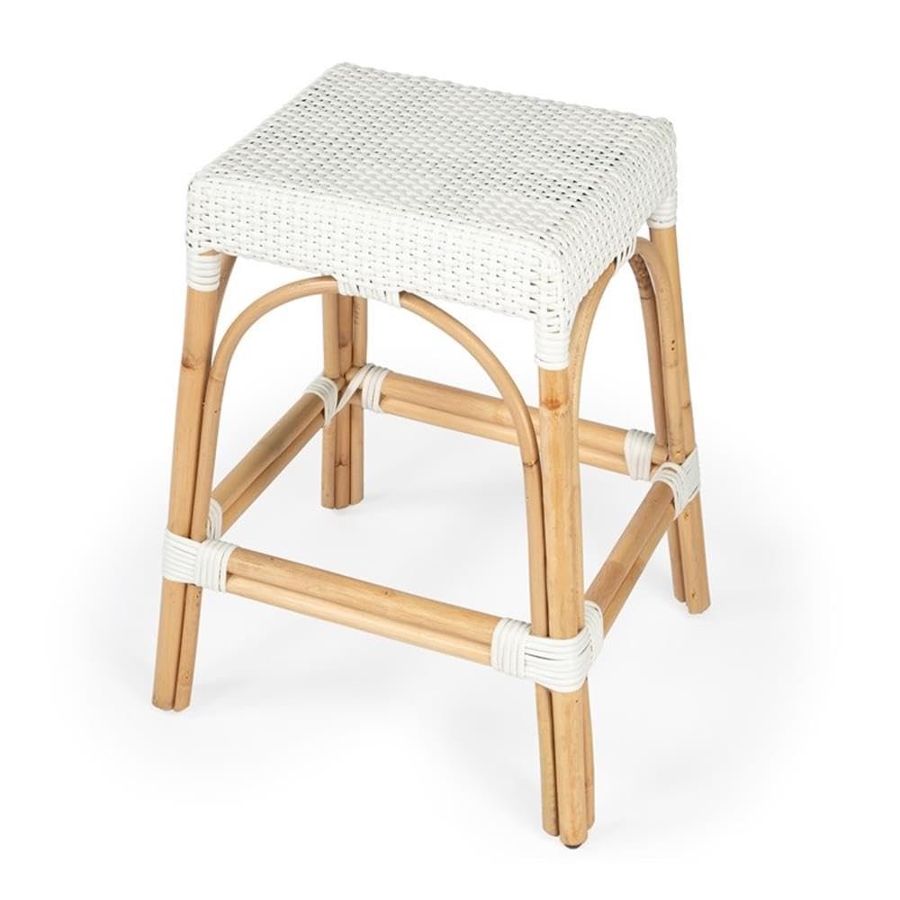 Butler Specialty Company Robias Rattan 24.5" Counter Stool - Glossy White