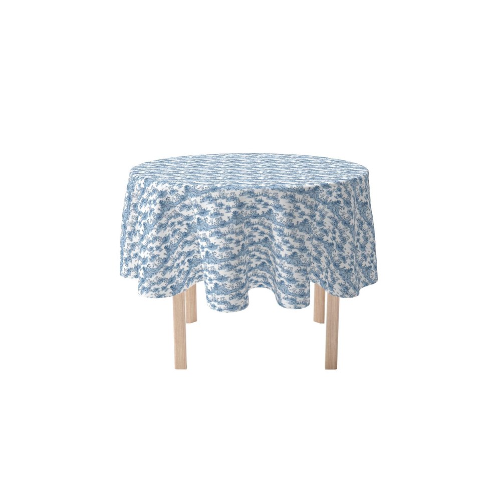 Fabric Textile Products, Inc. Round Tablecloth, 100% Polyester, 60" Round, Chinoiserie Design
