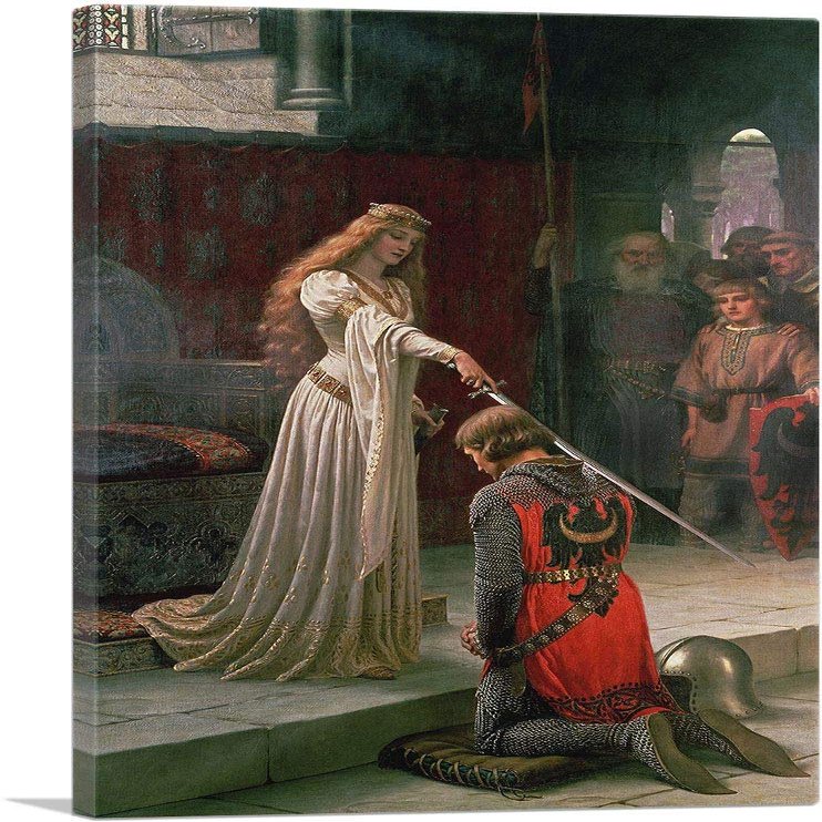 ARTCANVAS The Accolade 1901 Canvas Art Print Stretched Framed Painting Picture Poster Giclee Wall Decor by Edmund Blair Leighton - 40" x 26" (0.75" Deep)