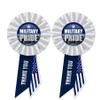 Beistle Military Pride Rosettes 2-Pack Patriotic Appreciation Award Ribbons, White and Blue with Thank You and American Flag Design for Ceremonies, Veterans Events, Honor Displays, 3" x 6" view 1