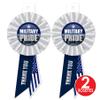 Beistle Military Pride Rosettes 2-Pack Patriotic Appreciation Award Ribbons, White and Blue with Thank You and American Flag Design for Ceremonies, Veterans Events, Honor Displays, 3" x 6" view 2