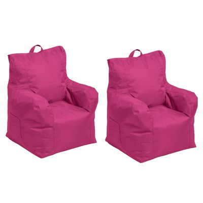 Cali Little Bear Sack Bean Bag Chair, Durable Coated Oxford Nylon Cover, Flexible Seating for Children, Kid's Furniture for Bedrooms, Playrooms, Daycare, Preschool (2-Pack) - Raspberry