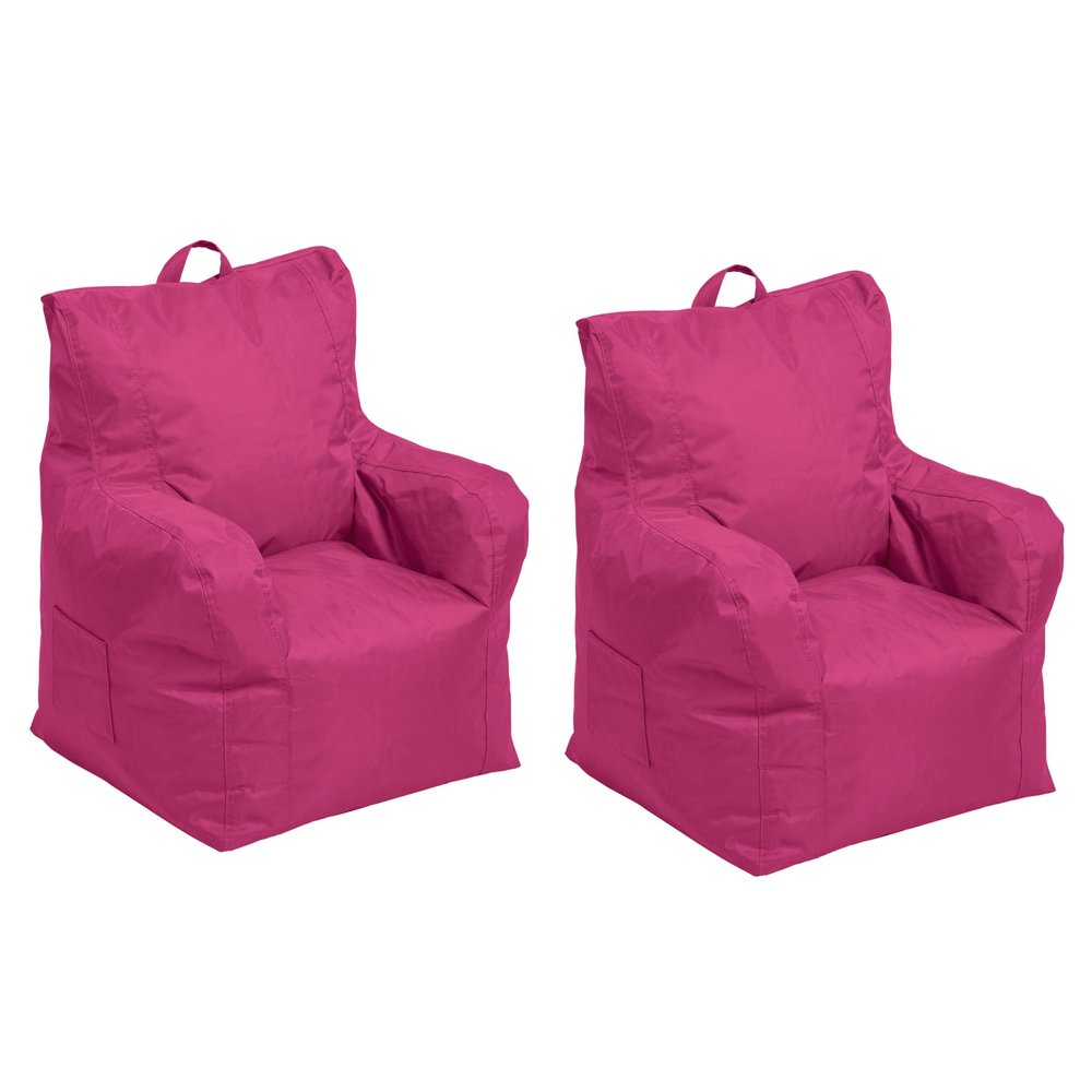 Cali Little Bear Sack Bean Bag Chair, Durable Coated Oxford Nylon Cover, Flexible Seating for Children, Kid's Furniture for Bedrooms, Playrooms, Daycare, Preschool (2-Pack) - Raspberry