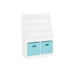 RiverRidge Kids Bookshelf & Toy Storage Organizer with 4 Book Racks, 2 Cubbies and 2 Aqua Blue Storage Bins - Versatile Book Nook Toy Tidy view 1