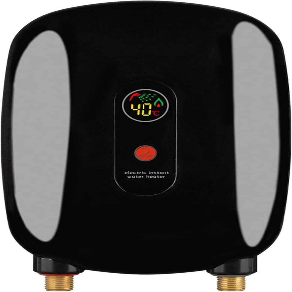 DNYSYSJ Tankless Instant Water Heater, 220V Electric Hot Water Heater with LCD Display Indoor Water Heater, 6KW Electric Tankless Water Heater for Kitchen Washing, Bathroom Shower (Black)
