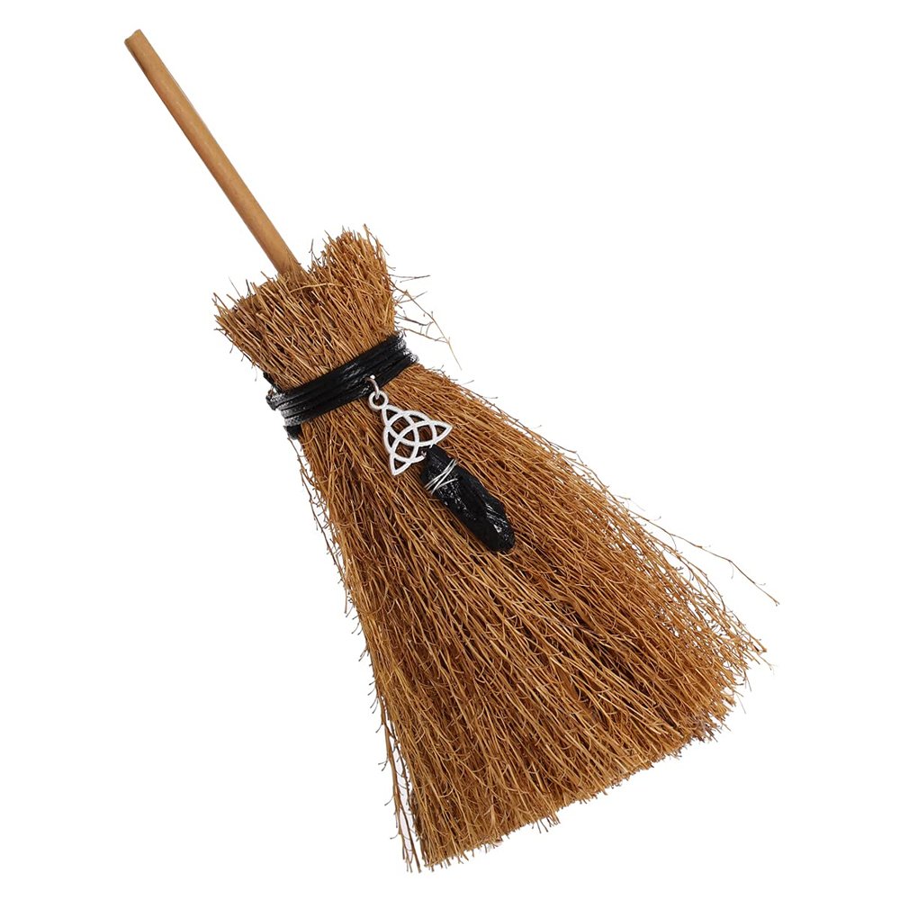 BLESSUME Witch Altar Broom Pentacle Mini Wizard Broom Pentagram/Celtic Knot Divination Ornament (Celtic Knot & Black Pendant)