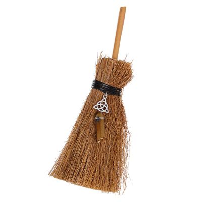 BLESSUME Witch Altar Broom Pentacle Mini Wizard Broom Pentagram/Celtic Knot Divination Ornament (Celtic Knot & Golden Pendant)