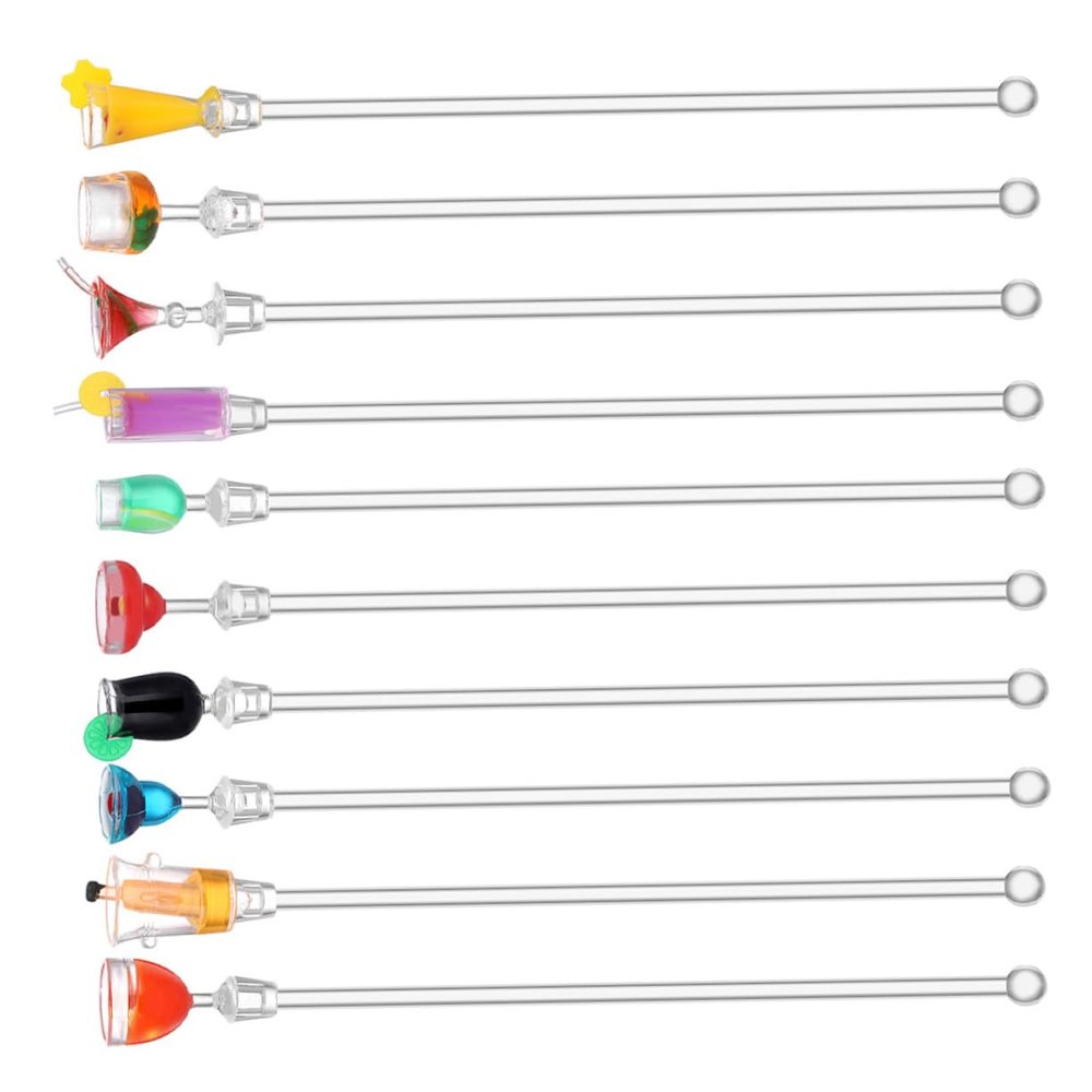 10pcs Assorted Swizzle Sticks for Cocktail Mixing Stirring Rods for Bars Homes and Shops for Drinks and Beverages Style