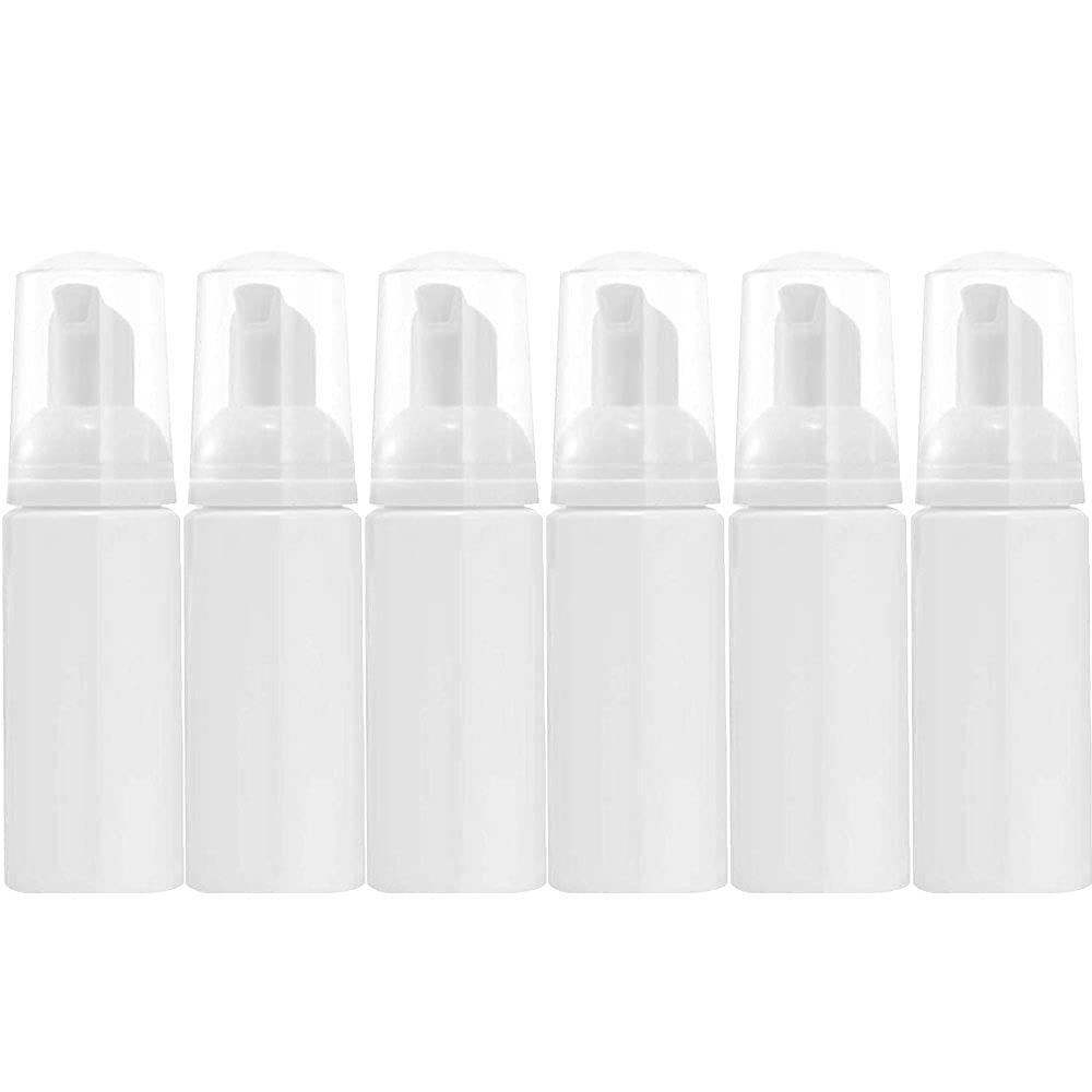 6 Pcs 50ml Foaming Pump Bottle, White Empty Plastic Refillable Foaming Soap Dispenser Bottle for Cleaning Travel Shampoo Cosmetics and Kitchen