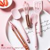Collfa Rose Gold And Pink Kitchen Utensil Small Five-Piece Set Mini Silicone Kids Kitchen Tools Whisk Spatula Tongs Spoon And Slotted Spatula(Kids Baking Supplies) view 2
