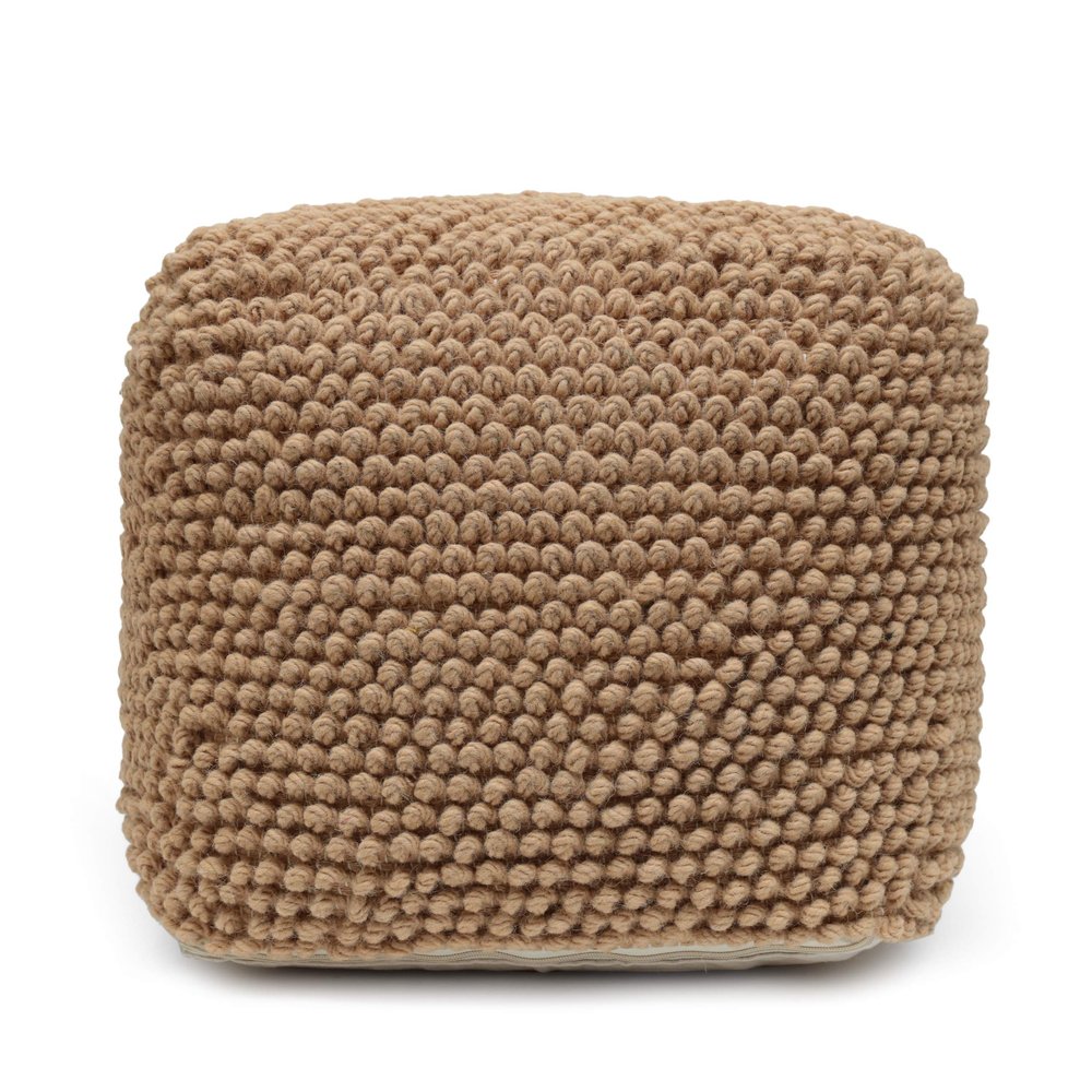 Christopher Knight Home Stekar Handcrafted Tufted Cube Pouf - Wool - Natural