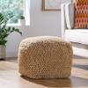Christopher Knight Home Stekar Handcrafted Tufted Cube Pouf - Wool - Natural view 2