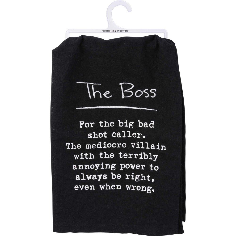Primitives by Kathy Kitchen Embroidered Dish Towel - Definition: The Boss