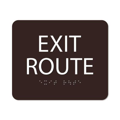 The Sign Studio - 5" x 6" - Dark Brown/White - ADA - Exit Route Sign with Tactile & Braille .ADA Compliance with Grade II Braille(ADA Compliant)