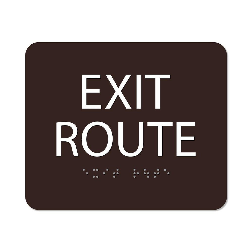 The Sign Studio - 5" x 6" - Dark Brown/White - ADA - Exit Route Sign with Tactile & Braille .ADA Compliance with Grade II Braille(ADA Compliant)