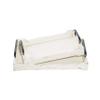 Deco 79 Wood Living Room Decor Tray Ottoman Tray with Metal Handles, Set of 2 Serving Tray 20", 17"W, White view 1