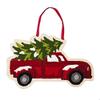 Evergreen Door Hanger Set, Christmas Tree Truck Hooked Door Decor with Black Iron Metal Holder view 2