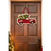 Evergreen Door Hanger Set, Christmas Tree Truck Hooked Door Decor with Black Iron Metal Holder view 3