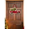 Evergreen Door Hanger Set, Christmas Tree Truck Hooked Door Decor with Black Iron Metal Holder view 4