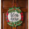 Evergreen Family Products Door Hanger Set, Bless This Home Plaid Door Decor with Black Iron Metal Holder view 3