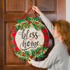 Evergreen Family Products Door Hanger Set, Bless This Home Plaid Door Decor with Black Iron Metal Holder view 4