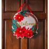 Evergreen Family Products Door Hanger Set, Poinsettia Welcome Wreath Door Decor with Black Iron Metal Holder view 3
