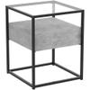 Safdie & Co. Table 17L Dark Cement 1 Drawer Glass Top Black Metal view 1