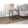 Safdie & Co. Table 17L Dark Cement 1 Drawer Glass Top Black Metal view 2