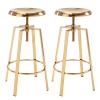 Brage Living Atlas Industrial Bar Stools Set of 2, Adjustable Swivel Four Legged Round Metal Barstools, Backless Counter Height Bar Chairs for Kitchen Dining (Gold) view 1