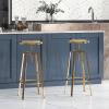 Brage Living Atlas Industrial Bar Stools Set of 2, Adjustable Swivel Four Legged Round Metal Barstools, Backless Counter Height Bar Chairs for Kitchen Dining (Gold) view 2