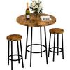 Recaceik 3 Piece Pub Dining Set, Modern Round bar Table and Stools for 2 Kitchen Counter Height Wood Top Bistro Easy Assemble for Breakfast Nook Living Room Small Space Restaurant, Rustic Brown 23 view 1