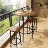 Recaceik 3 Piece Pub Dining Set, Modern Round bar Table and Stools for 2 Kitchen Counter Height Wood Top Bistro Easy Assemble for Breakfast Nook Living Room Small Space Restaurant, Rustic Brown 23 view 2