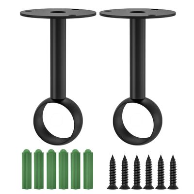 Aopin Closet Rod Brackets with Matte Black Finish 32mm / 1-1/4" Wardrobe Rod Brackets Curtain Rod End Supports Flange Rod Holder Brackets Stainless Steel, Closet Pole Socket Brackets 2 Pcs