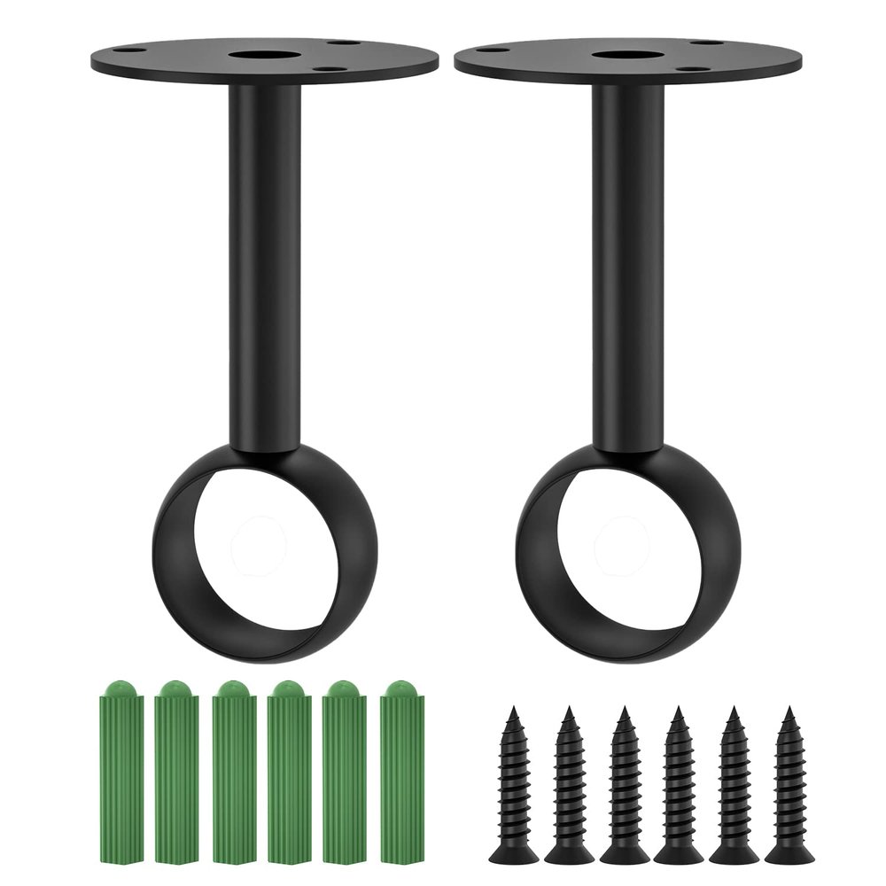 Aopin Closet Rod Brackets with Matte Black Finish 32mm / 1-1/4" Wardrobe Rod Brackets Curtain Rod End Supports Flange Rod Holder Brackets Stainless Steel, Closet Pole Socket Brackets 2 Pcs