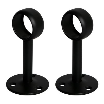 Aopin Closet Rod Brackets with Matte Black Finish 25mm / 1" Wardrobe Rod Brackets Curtain Rod End Supports Flange Rod Holder Brackets Stainless Steel, Closet Pole Socket Brackets 2 Pcs