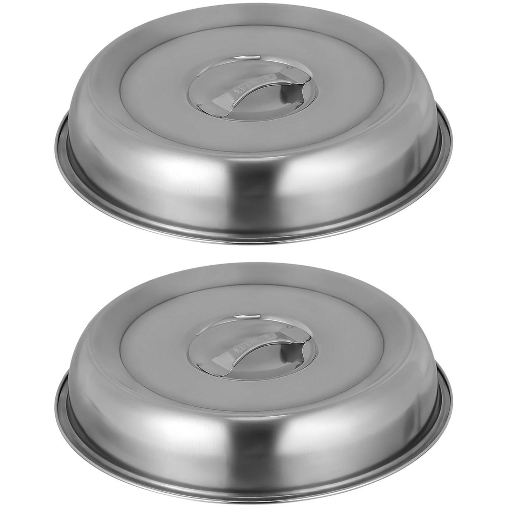 Cabilock 2pcs Stainless Steel Food Cover Steak Dome Oilproof Dish Hood for Bacon Burgers and Grilled Sandwiches Keeps Food Fresh and Warm