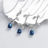 3Pcs Rose Flower Cremation Jewelry Urn Necklace for Ashes Memorial Locket Ashes Holder Keepsake Pendant for Women Girls(Blue) view 3