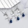 3Pcs Rose Flower Cremation Jewelry Urn Necklace for Ashes Memorial Locket Ashes Holder Keepsake Pendant for Women Girls(Blue) view 4